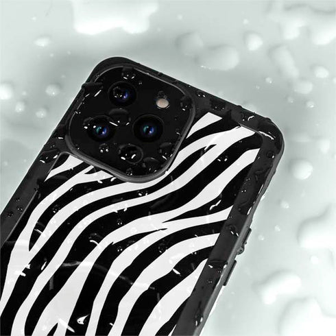 Zebra Print iPhone 15 Pro Waterproof Case